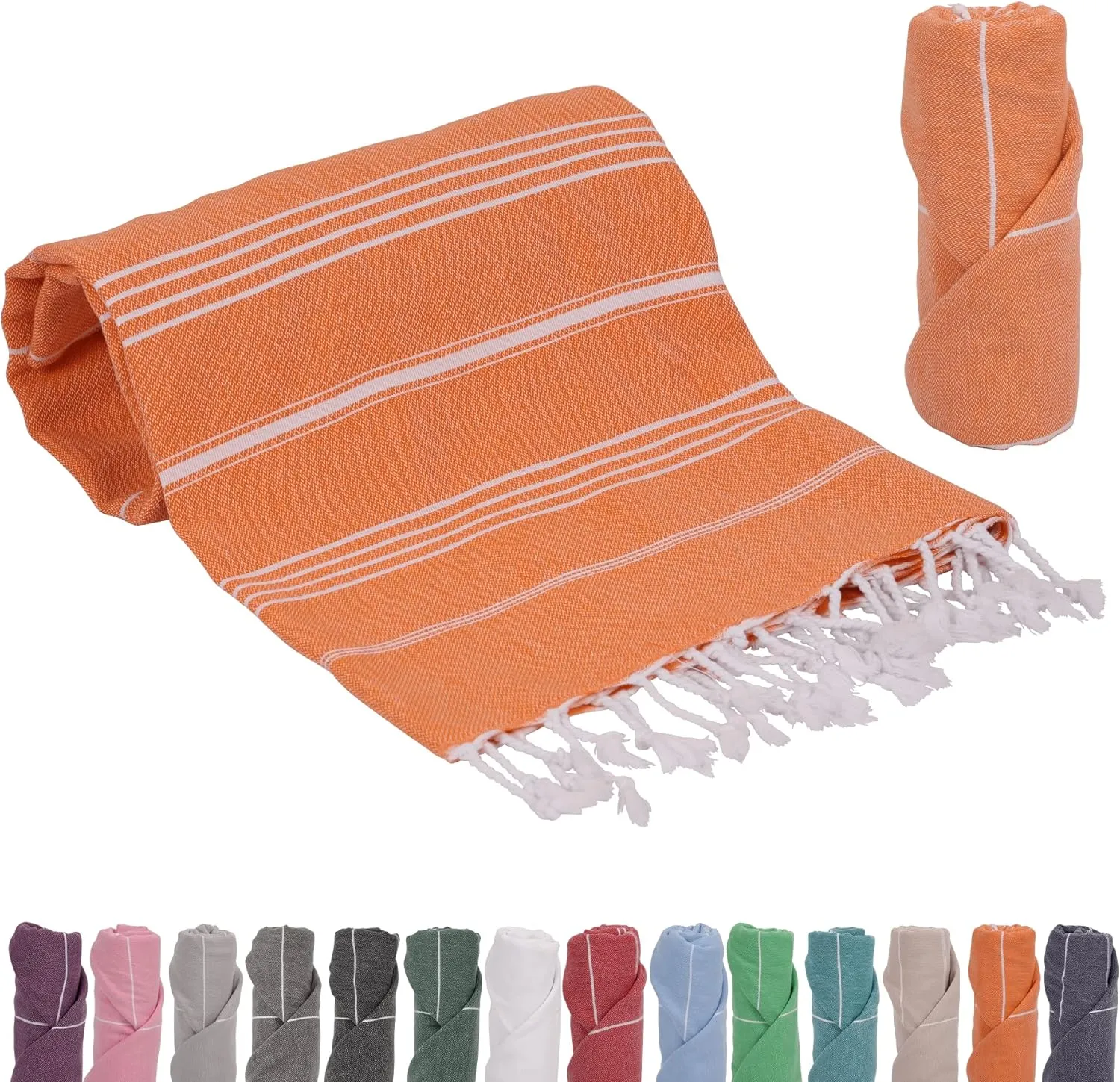 | Turkish Towel | Turkish Bath Towel | 100% Cotton | Beach Towel Peshtemal 38"x70", Pumpkin