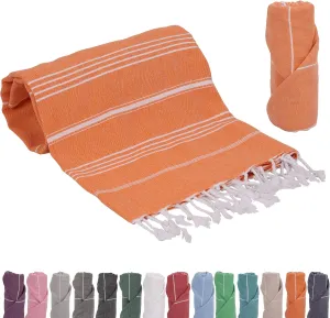 | Turkish Towel | Turkish Bath Towel | 100% Cotton | Beach Towel Peshtemal 38"x70", Pumpkin