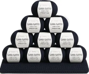 10-Pack 100% Cashmere Yarn for Knitting and Crochet, Lana Gatto Luxury Prestige Line, 250 gr. 750 mt, 9 oz 820 yds (Blue - 1015, 10)