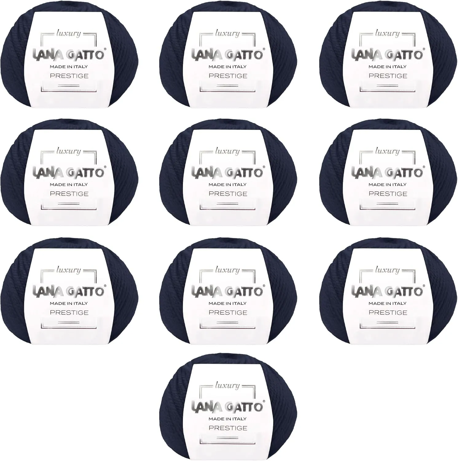10-Pack 100% Cashmere Yarn for Knitting and Crochet, Lana Gatto Luxury Prestige Line, 250 gr. 750 mt, 9 oz 820 yds (Blue - 1015, 10)