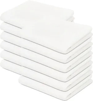 100% Cotton White Dish Cloths, Flat Weave Striped Border & Textured Jacquard Weave, Professional Kitchen Towels for Embroidery, Washing Dishes - Tea Towels for Baking & Crafting 15" x 25"