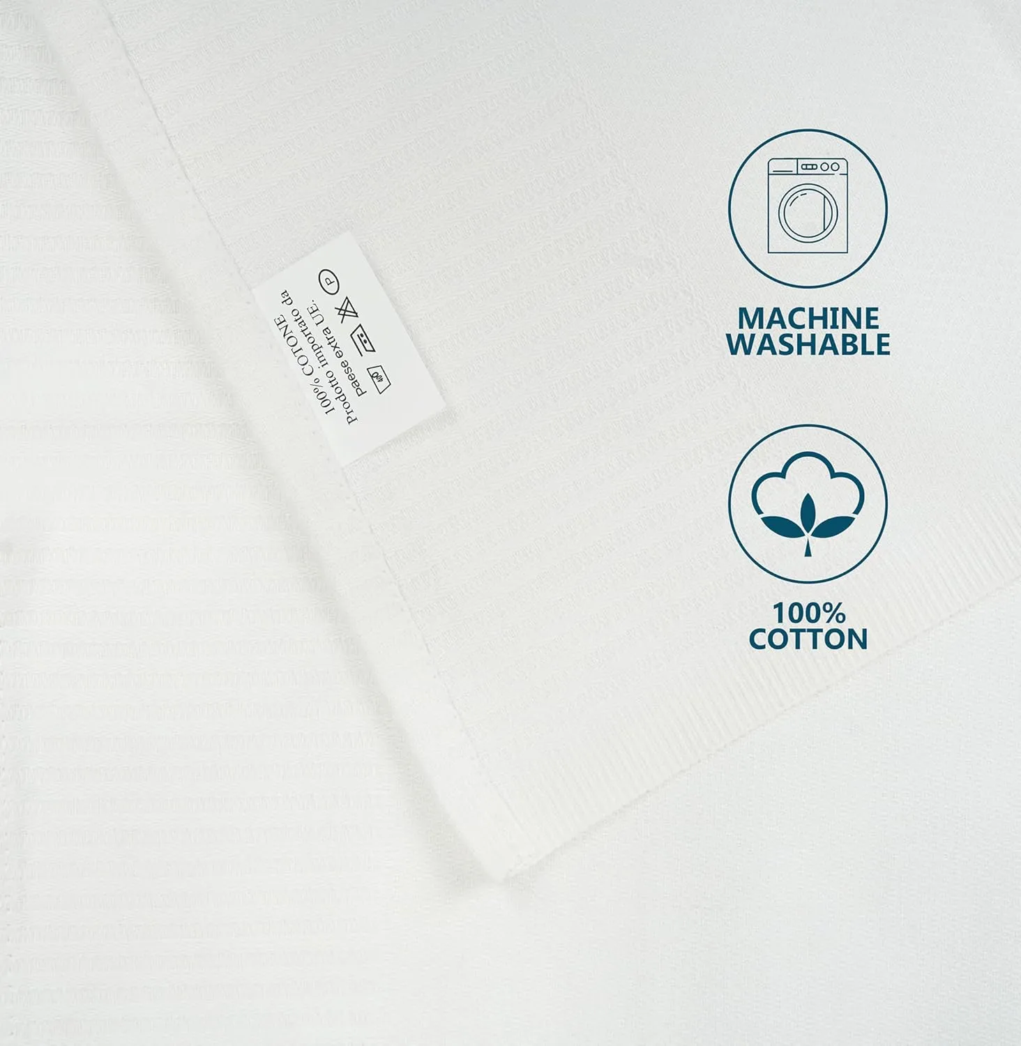 100% Cotton White Dish Cloths, Flat Weave Striped Border & Textured Jacquard Weave, Professional Kitchen Towels for Embroidery, Washing Dishes - Tea Towels for Baking & Crafting 15" x 25"