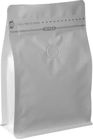 100 Count 8 Ounces White Kraft Paper Coffee Bags - High Barrier Aluminium Foil Liner - Flat Bottom Coffee Pouches with Degassing Valve, Resealable Zipper & Easy Open Tape