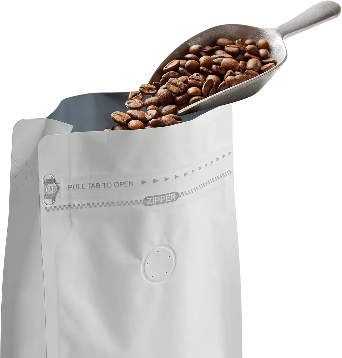 100 Count 8 Ounces White Kraft Paper Coffee Bags - High Barrier Aluminium Foil Liner - Flat Bottom Coffee Pouches with Degassing Valve, Resealable Zipper & Easy Open Tape