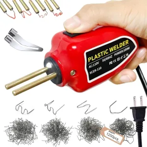 100W Portable Plastic Welder 1200PCS Hot Staples Plastic Welding Kit, Hot Stapler Welder Gun Welding Rods Kit for Car Bumper Repair Crack Kayak