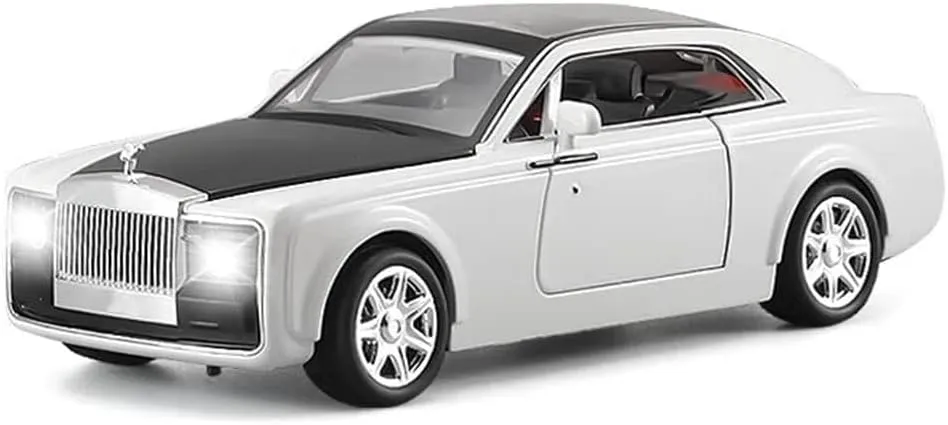 1/24 Rolls-Royce Sweptail Toy Car Alloy Diecast Collectible Model Car for Kids Gift, Pull Back Toy Car with Sound and Light, Classic Double Door, Car Logo Can be Folded