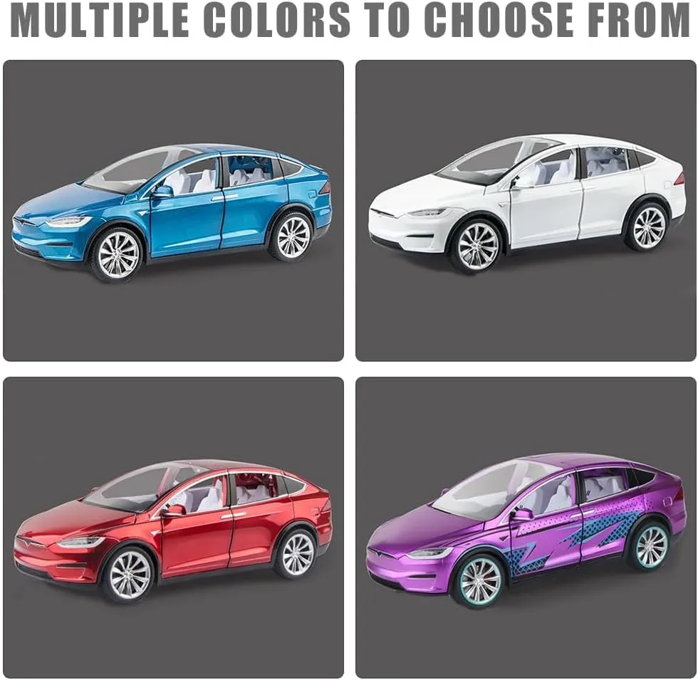 1/24 Scale Diecast Model X Toy Car, Alloy Casting Pull Back Collectible Vehicle With Sound and Light, Eagle Wing Door, Big Car Model for Kids Adults Gift (Black)