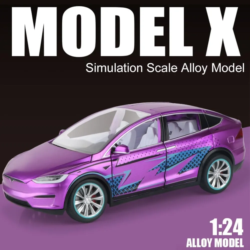 1/24 Scale Diecast Model X Toy Car, Alloy Casting Pull Back Collectible Vehicle With Sound and Light, Eagle Wing Door, Big Car Model for Kids Adults Gift (Black)