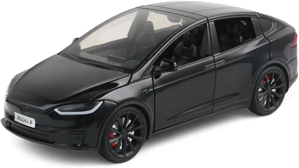 1/24 Scale Diecast Model X Toy Car, Alloy Casting Pull Back Collectible Vehicle With Sound and Light, Eagle Wing Door, Big Car Model for Kids Adults Gift (Black)
