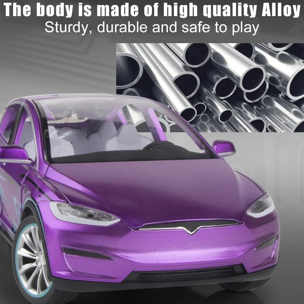 1/24 Scale Diecast Model X Toy Car, Alloy Casting Pull Back Collectible Vehicle With Sound and Light, Eagle Wing Door, Big Car Model for Kids Adults Gift (Black)