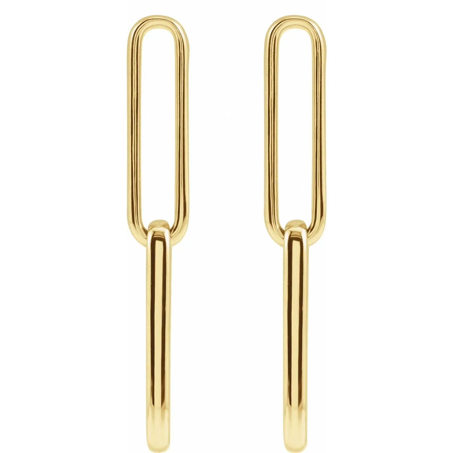 14K Gold Elongated Flat Link Earrings