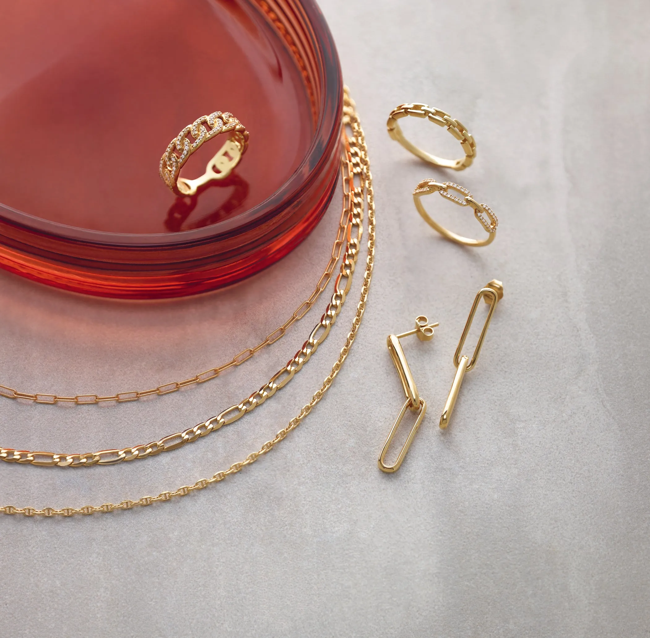 14K Gold Elongated Flat Link Earrings
