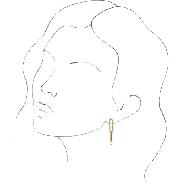14K Gold Elongated Flat Link Earrings