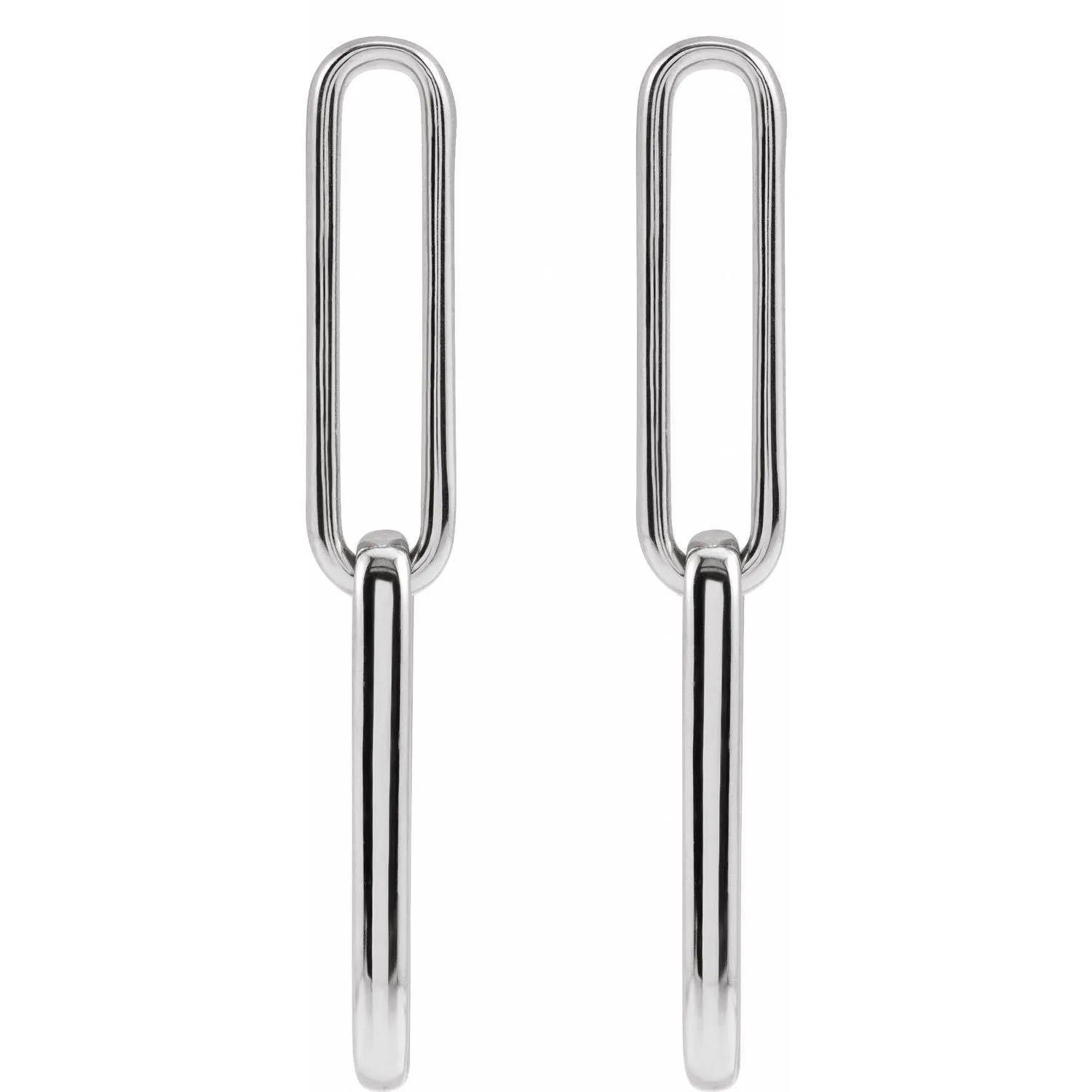14K Gold Elongated Flat Link Earrings