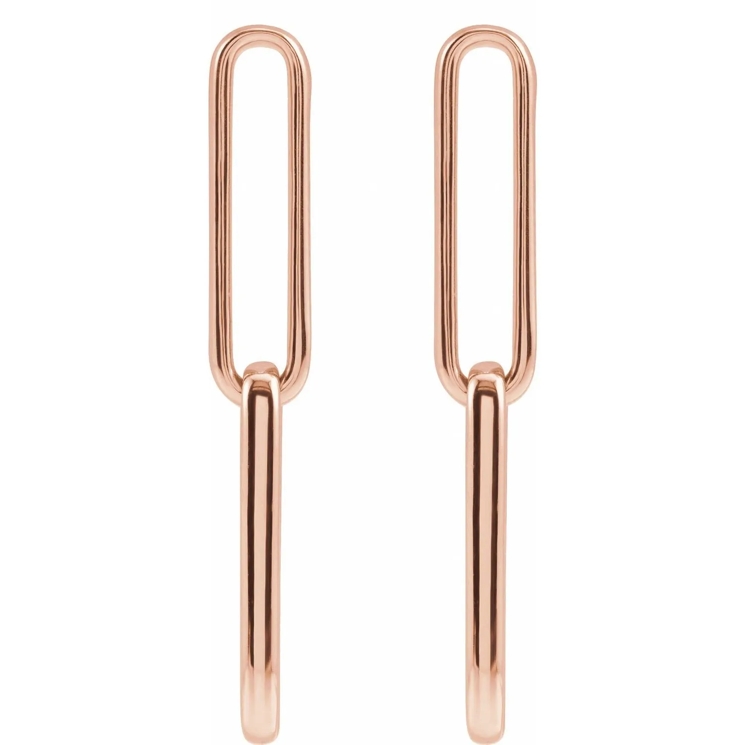 14K Gold Elongated Flat Link Earrings