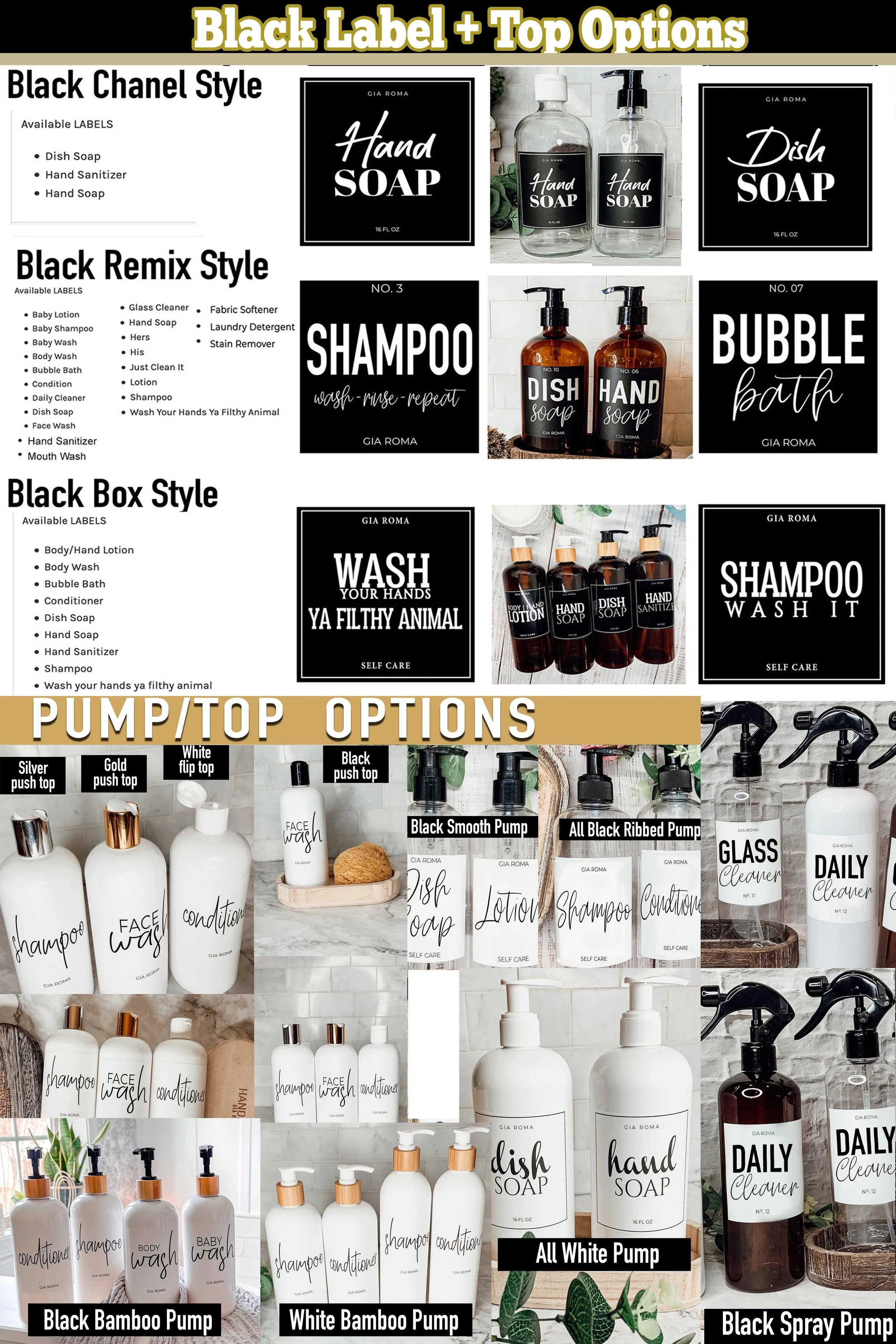 16oz Plastic Amber Dispenser | Black Label