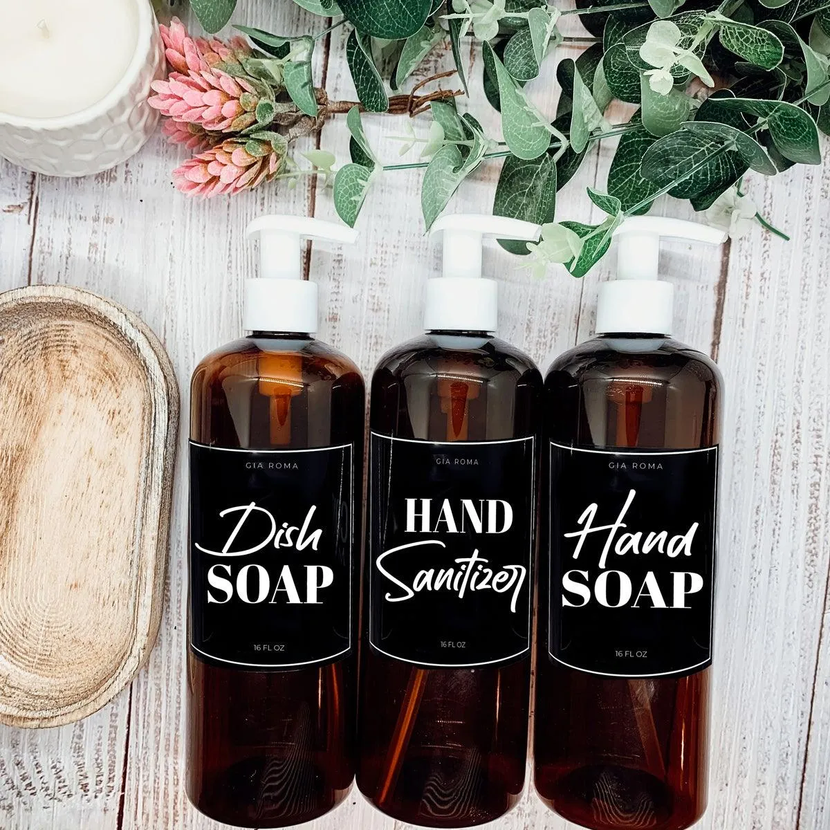 16oz Plastic Amber Dispenser | Black Label