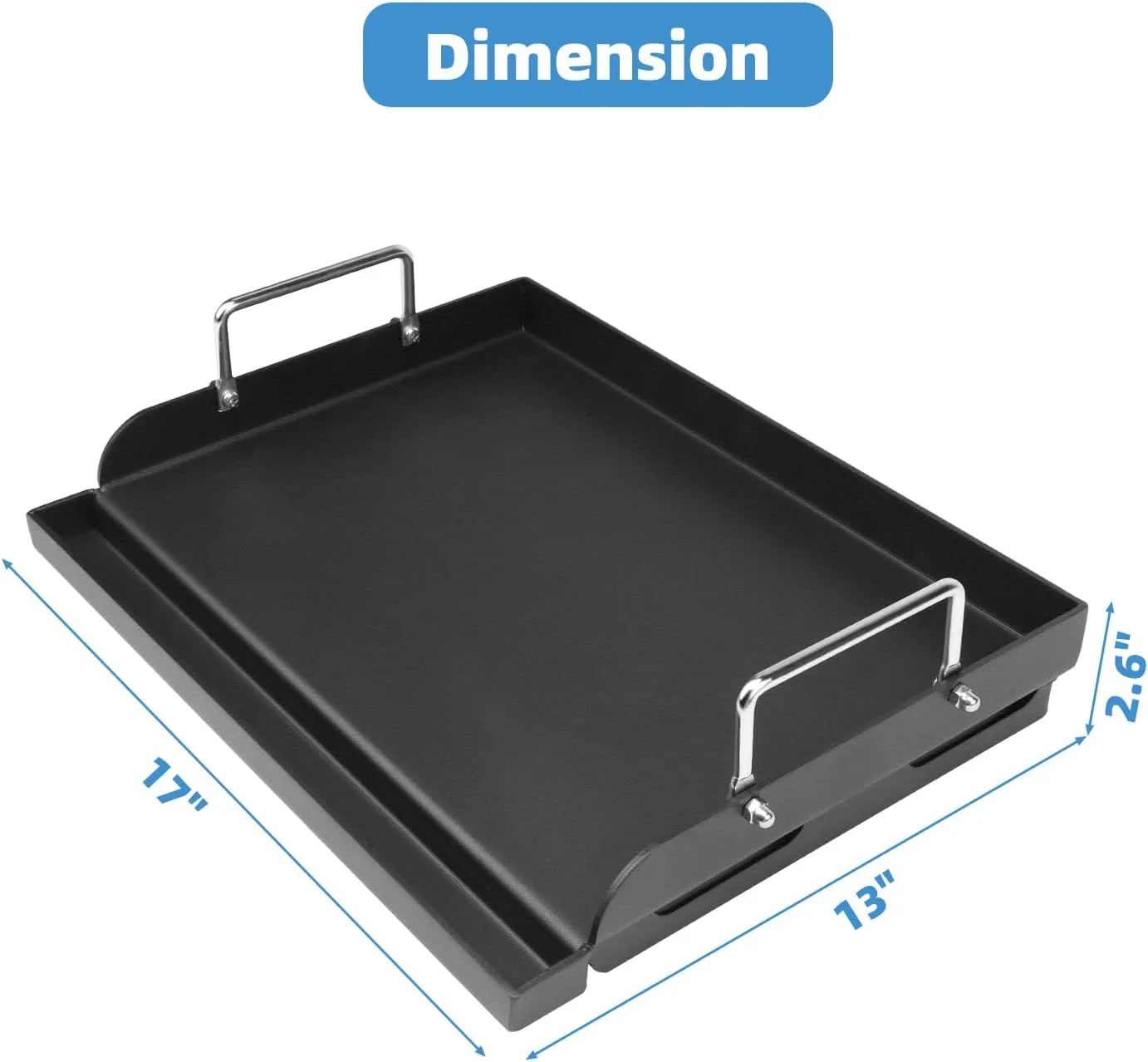 17" x 13" Griddle Plate for Gas Grill - Nonstick Coating, Ideal for Compact Grills, Flat Top Plate Insert with Grease Groove and Removable Handles for Gas Stove/Charcoal/Electric Flat Griddle