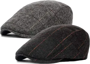 2 Pack Men's Cotton Flat Cap Ivy Gatsby Newsboy Hat