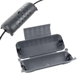 2 Pack of Outdoor IP44 Waterproof Connection Box by Restmo, Weatherproof Electrical Extension Cord Cover, Safety Seal Enclosure to Protect Holiday Lighting Decorations, Power Tools, Fountains, Gray
