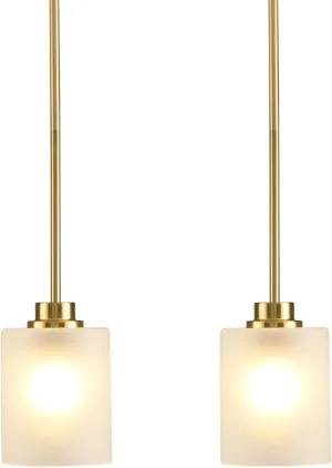 2 Pack Pendant Light Kitchen Island Pendant Lighting, Hanging Light with Frosted Glass Shade, Gold Modern Indoor Hanging Lamp for Dining Room Kitchen Island