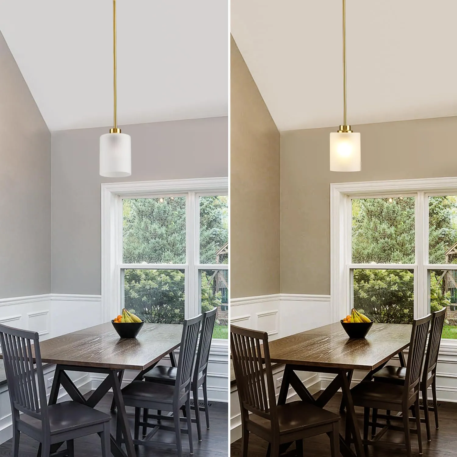 2 Pack Pendant Light Kitchen Island Pendant Lighting, Hanging Light with Frosted Glass Shade, Gold Modern Indoor Hanging Lamp for Dining Room Kitchen Island