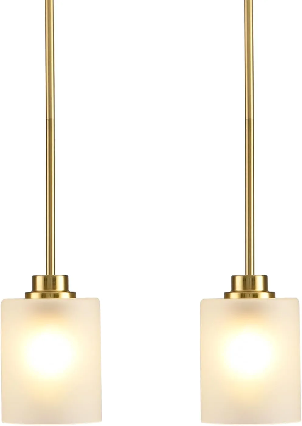 2 Pack Pendant Light Kitchen Island Pendant Lighting, Hanging Light with Frosted Glass Shade, Gold Modern Indoor Hanging Lamp for Dining Room Kitchen Island