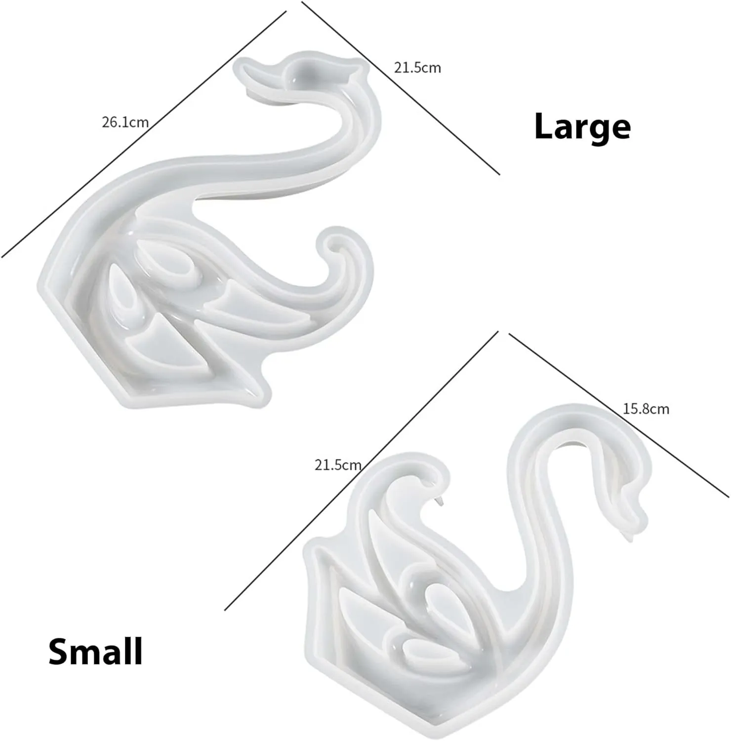 2 Pack Swan Molds Swan Resin Mold - Resin Casting Silicone Molds for Home Decor & Candle Making Wave Spiral Mold