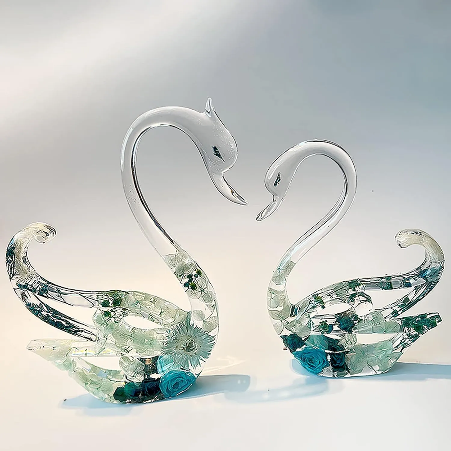 2 Pack Swan Molds Swan Resin Mold - Resin Casting Silicone Molds for Home Decor & Candle Making Wave Spiral Mold