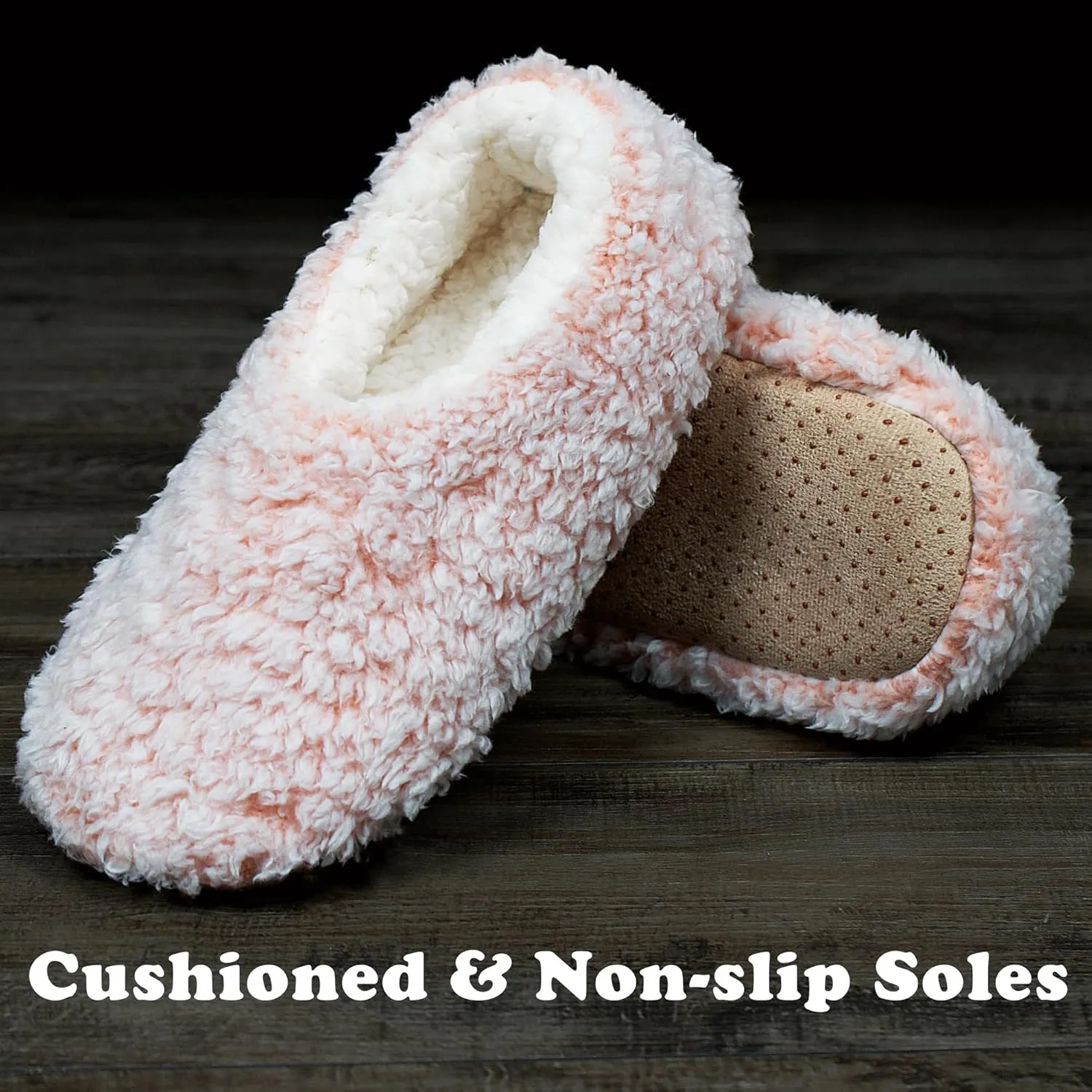 2-Pair Thick Warm Fuzzy Slippers for Women Indoor Fluffy Sherpa Lined, Winter House Shoe Socks Non-Slip Soft Soles, Cozy Christmas Gifts