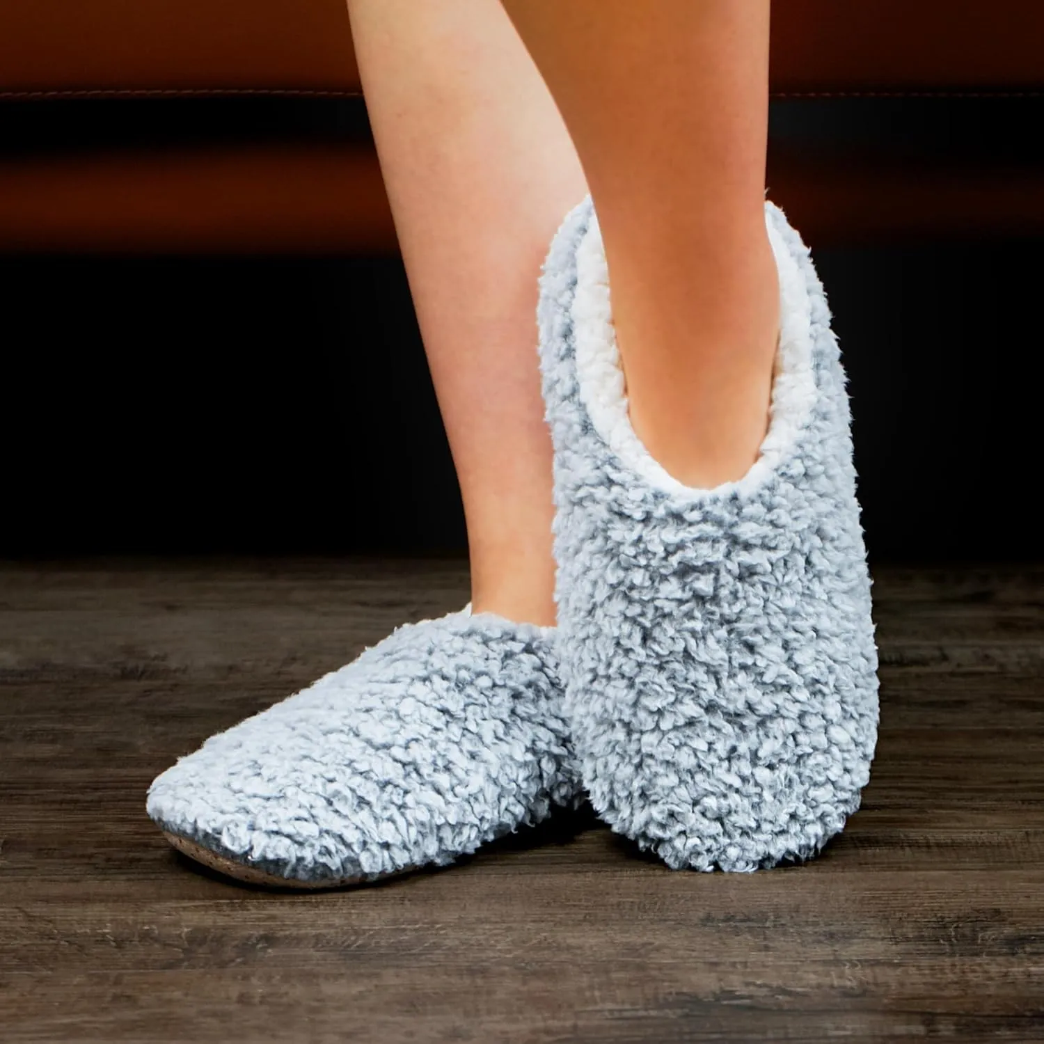 2-Pair Thick Warm Fuzzy Slippers for Women Indoor Fluffy Sherpa Lined, Winter House Shoe Socks Non-Slip Soft Soles, Cozy Christmas Gifts