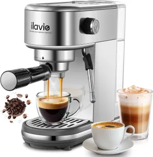 20 Bar Espresso Machine for Home, Professional Espresso Coffee Maker, Cappuccino, Latte Machine, with 40oz Detachable Water Tank, Stainless Steel,1350W