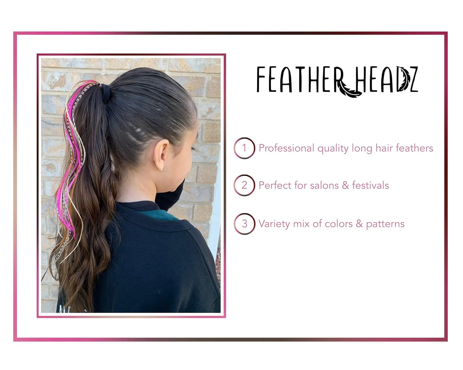 21 Natural & Hot Pink Color Hair Feathers - 7”- 12” Long - Feathers for Hair Extension, Rooster Feathers DIY Kit - Eye-Catching Design - 20 Micro-link Beads - 100% Real Rooster Feathers