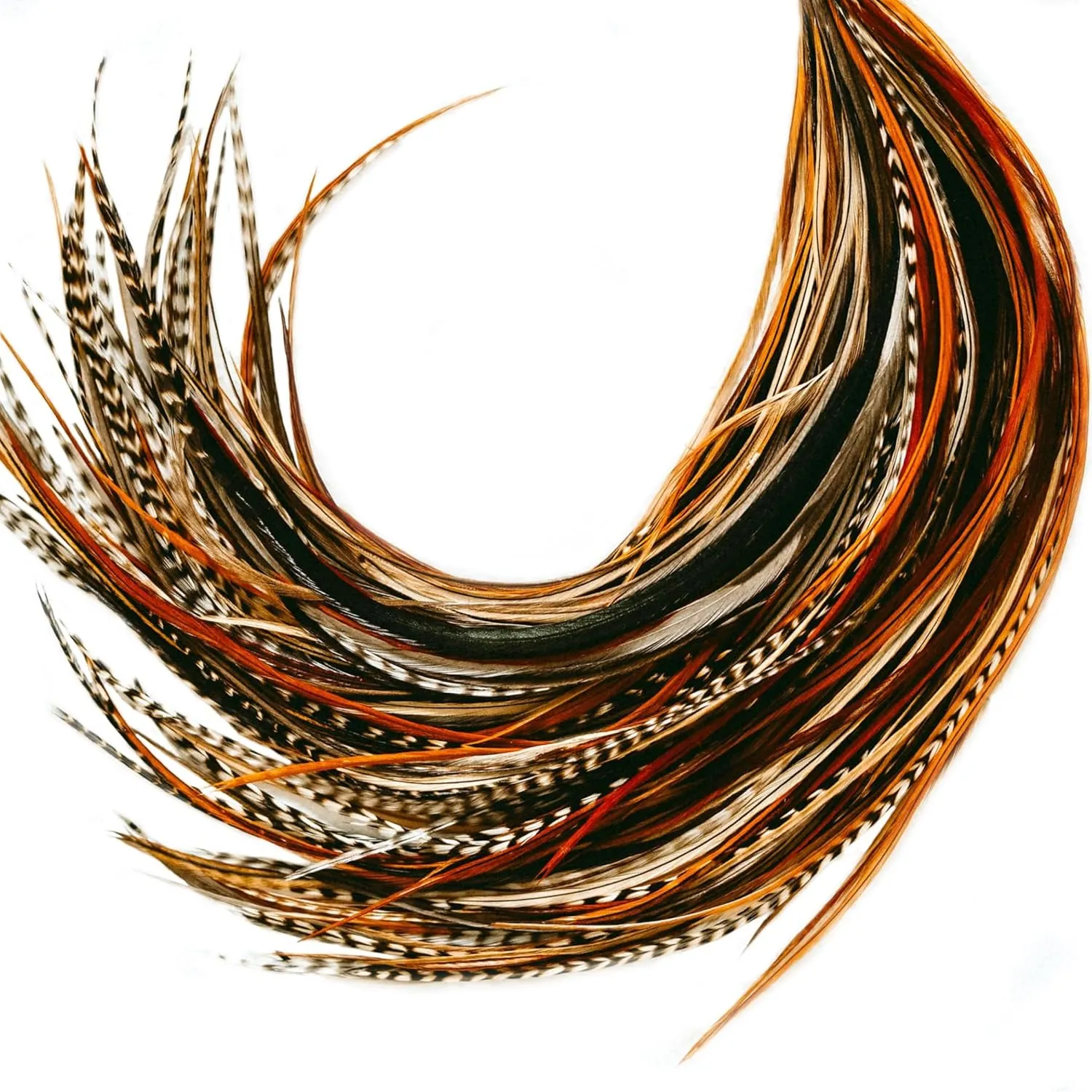 21 Natural Color Hair Feathers - 9"-14" Long - Extension DIY Kit - Eye-Catching Design - 20 Micro-link Beads - 100% Real Rooster Feathers - Professional Color