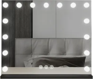23"x 18" Vanity Mirror Makeup Mirror with Lights, Desk Mirror with Dimmable Brightness, Rechargeable Vanity Mirror with Lights, 3 Color Modes, Smart Touch Control, for Vanity Desk Tabletop(Black,23inx