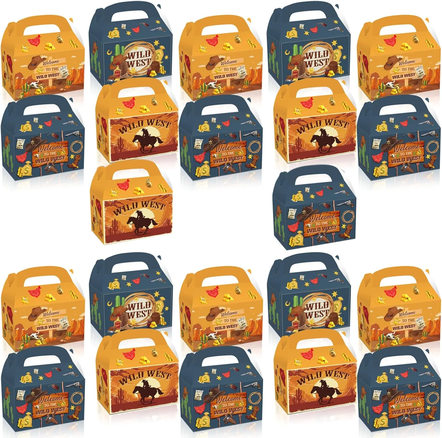 24 Pack Western Cowboy Favor Gift Boxes - Wild West Cowboy Birthday Party Supplies Decoration Horse Party Favor Goodie Bags Candy Treat Gift Box