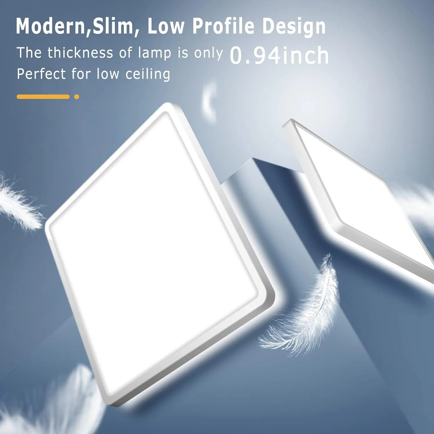 24W 12inch LED Flush Mount Ceiling Light Square Ceiling Light Super Thin 5000k Daylight White Flat Panel Modern Lighting Fixture 3200 Lumen Lights for Bathroom Kitchen Hallway Stairwell Living Room