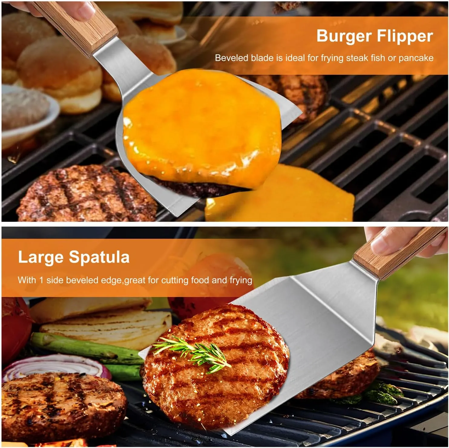26pcs Griddle Accessories Kit for Blackstone Professional Flat Top Grill Tools, BBQ Spatula Gift Set with Enlarged Spatulas, Burger Press, Thermometer, Apron for Outdoor, Camping, Backyard Teppanyaki