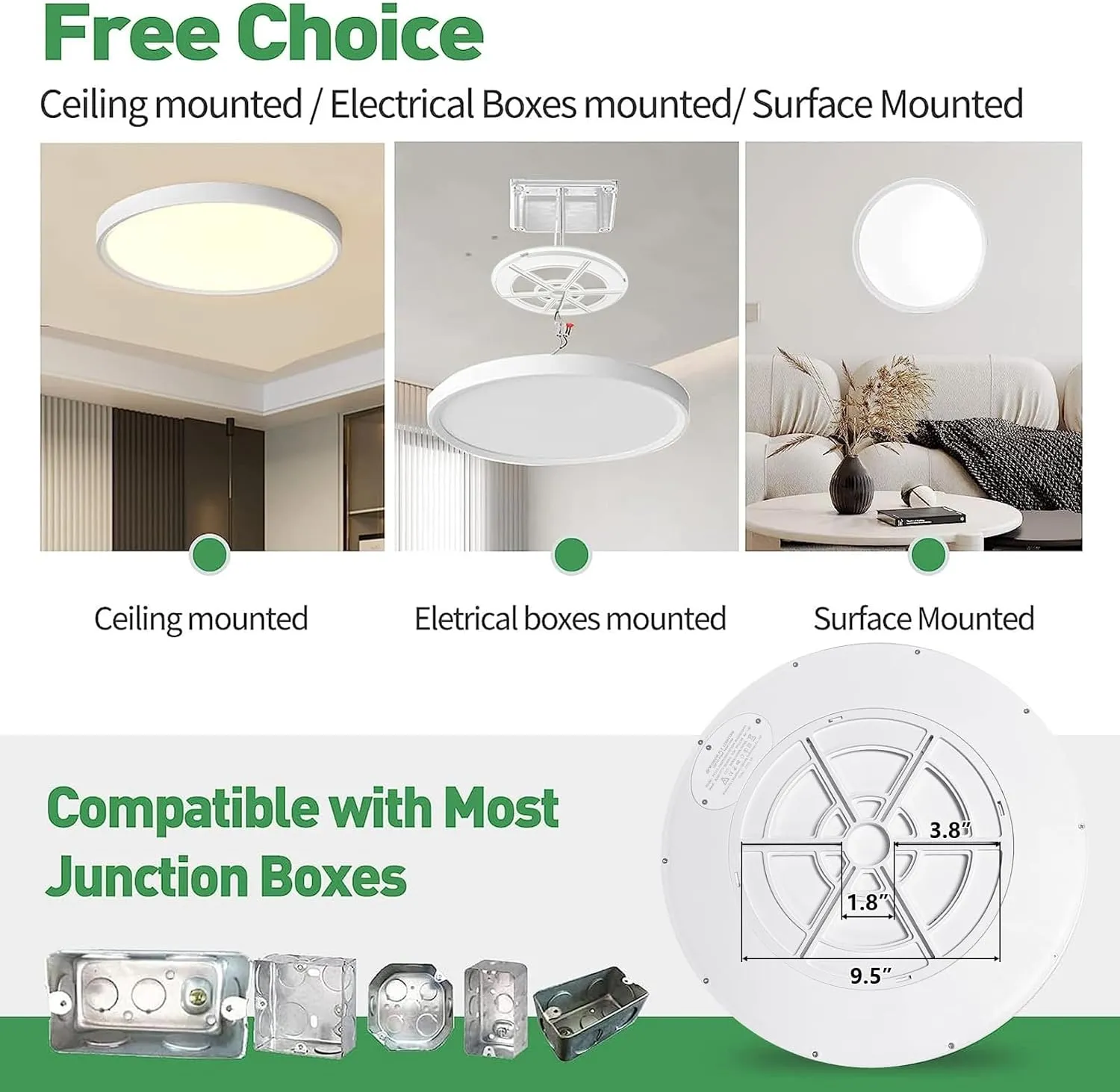 2PK 15.8 Inch LED Flush Mount Ceiling Light, 32W, 3480LM, 3000K/4000K/6000K CCT Selectable, Round Flat Panel Light Low Profile Ceiling Fitures for Hallway, Kitchen, Bedroom, Laundry Room