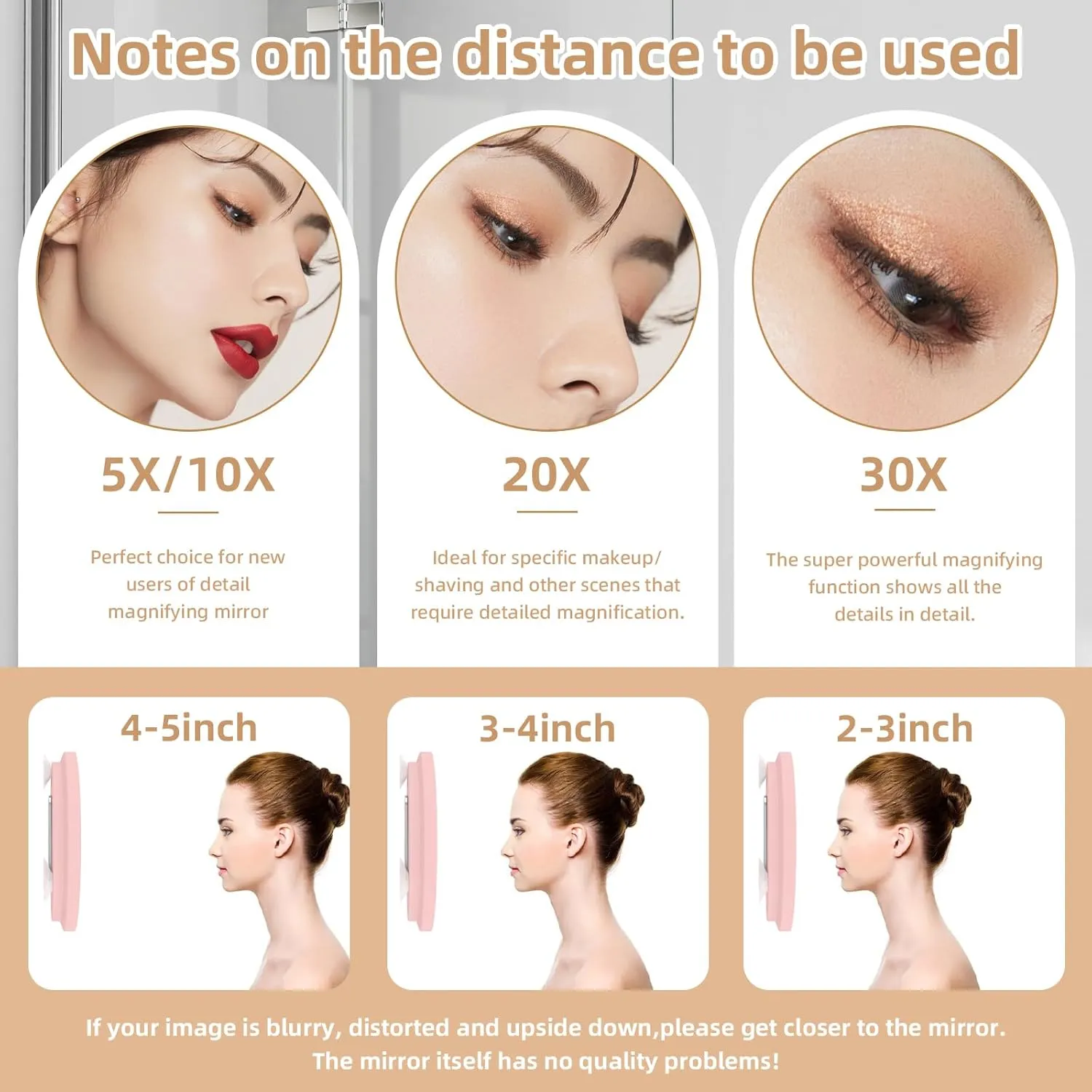 30x Magnifying Mirror with Light Large 6'' Lighted 30x Magnified Mirror with Suction Cups & Table Stand, Travel Magnifying Makeup Mirror with Light High Magnification with Tweezers Scissors