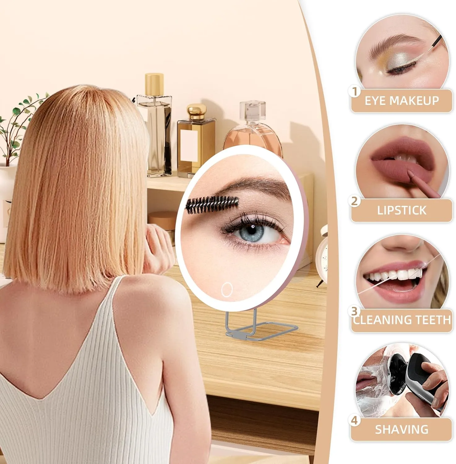 30x Magnifying Mirror with Light Large 6'' Lighted 30x Magnified Mirror with Suction Cups & Table Stand, Travel Magnifying Makeup Mirror with Light High Magnification with Tweezers Scissors