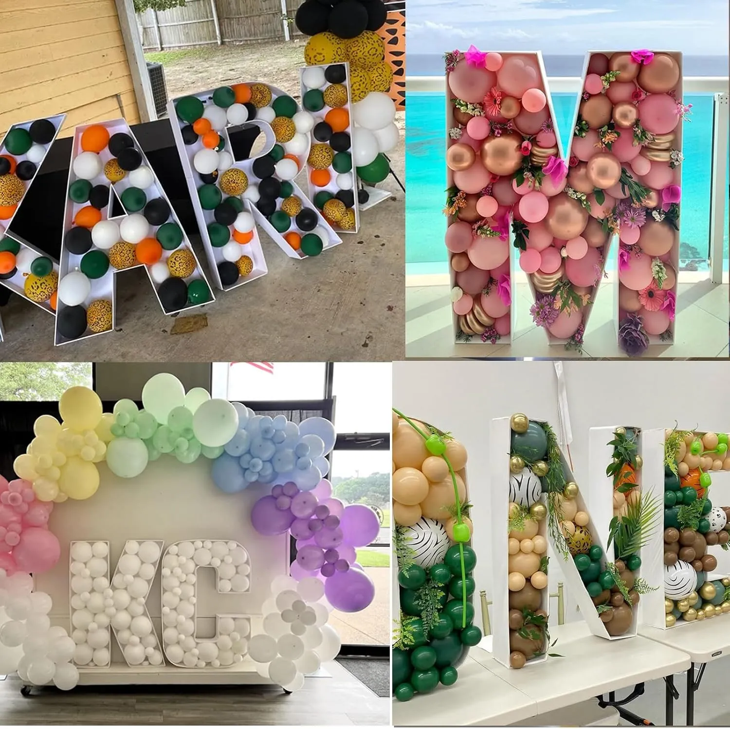 3FT Tall Mosaic Balloon Frame Letters Big Marquee Light Up Letters DIY Kit for Birthday Party Wedding Backdrop Decor Letter I Pre-Cut Foam Board