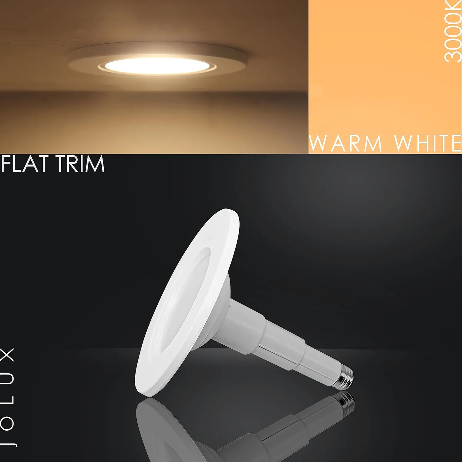 4-Pack 5/6 Inch Retrofit Led Can Lights Adjustable Retrofit Downlight,Recessed Light Flat Trim,8.5W=40W, 3000K (Warm White), 650 Lumens, Dimmable,ETL Damp Rated, E26 Screw Base,Easy Install.……