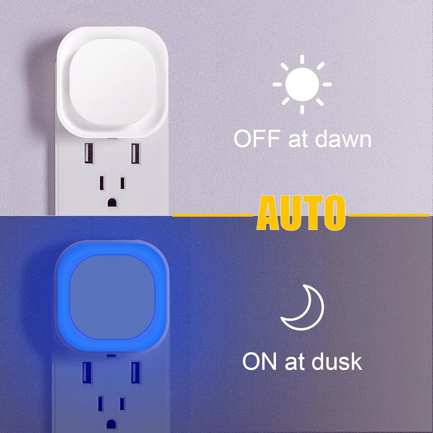4 Pack Plug in Dimmable Night Light, Soft Night Light, Auto Dusk to Dawn Sensor, Azure LED Wall Night Light, Square Nightlight for Bathroom, Hallway, Stairs, Kitchen, Bedroom, Garage