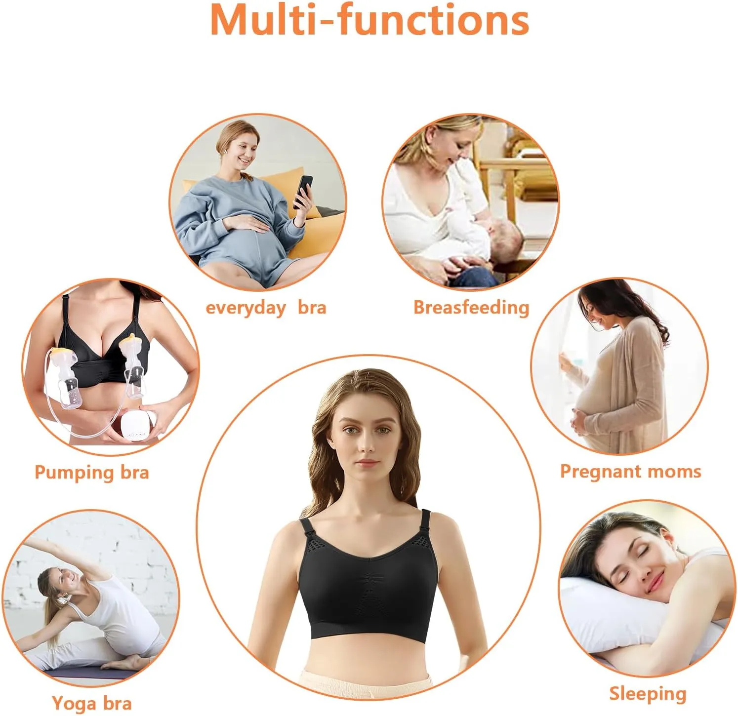 4HOW Pumping Bra Hands Free Nursing Pumping aBra All in One Wireless Padded Maternity Bralette for Large Bust