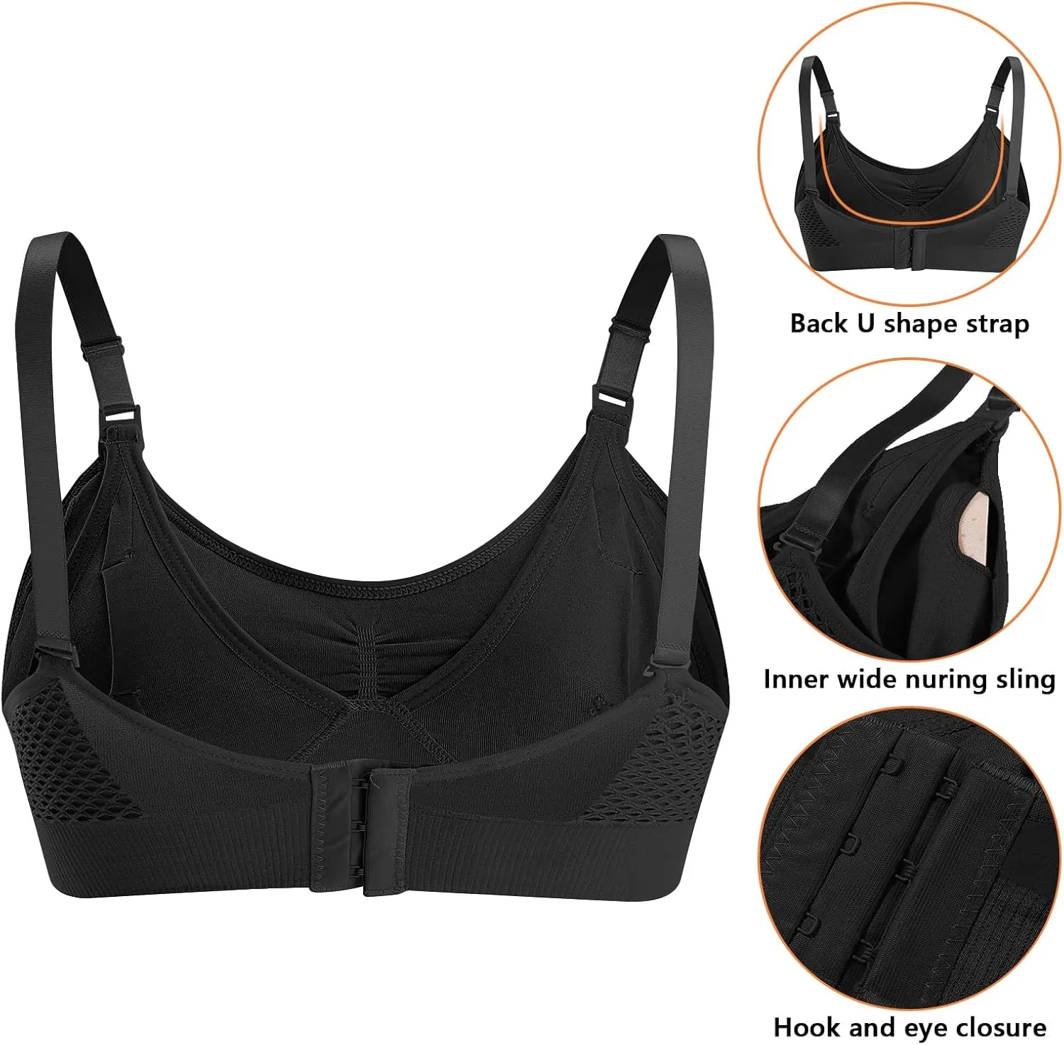 4HOW Pumping Bra Hands Free Nursing Pumping aBra All in One Wireless Padded Maternity Bralette for Large Bust