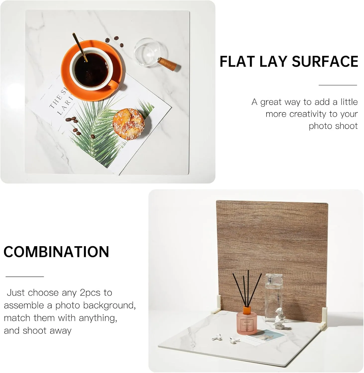 5 PCS Boards Photo Backdrop for Flat Lay, Food Photography Background 16x16 Inch, BEIYANG