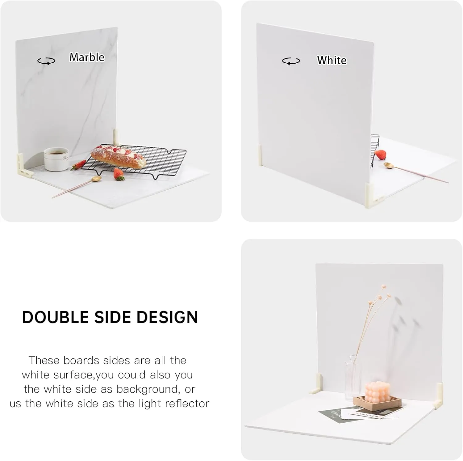 5 PCS Boards Photo Backdrop for Flat Lay, Food Photography Background 16x16 Inch, BEIYANG