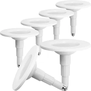 5/6 Inch Adjustable Height LED Can Lights Retrofit Recessed Lighting 6 Pack,800 lumens 3000K Warm White,Dimmable, 12W=60W,ETL Damp Rated,Easy Retrofit Downlight Install,E26 Base,Flat Trim.