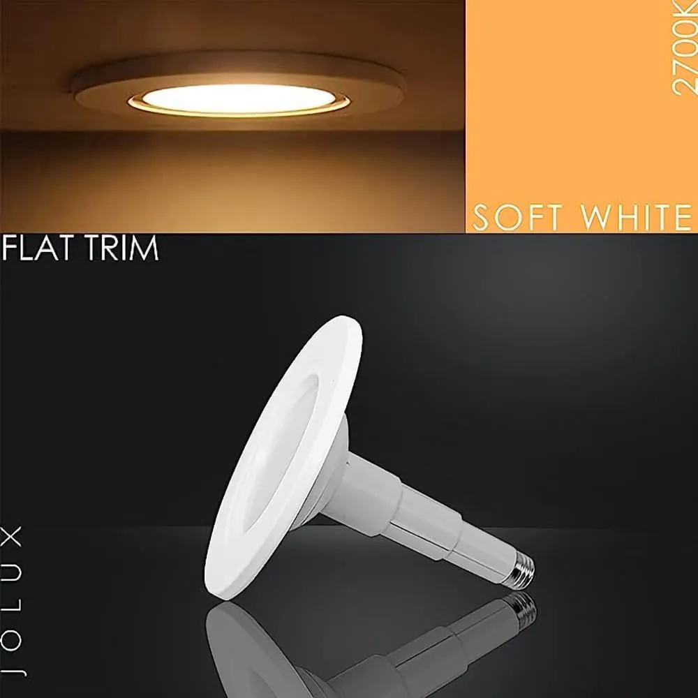 5/6 Inch LED Can Lights Adjustable Recessed Retrofit Downlight,12W=60W,2700K Soft White,800LM,Dimmable,ETL Damp Rated Replacement Recessed Lighting Install,Flat Trim,E26 Base,4-Pack